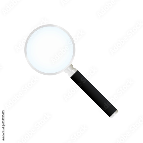 Magnifying glass or magnifier with light reflection icon in on an isolated background. EPS 10 vector.