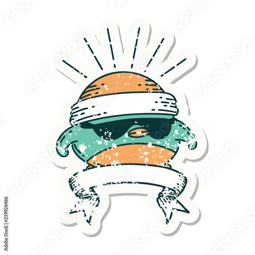 grunge sticker of tattoo style cool robin