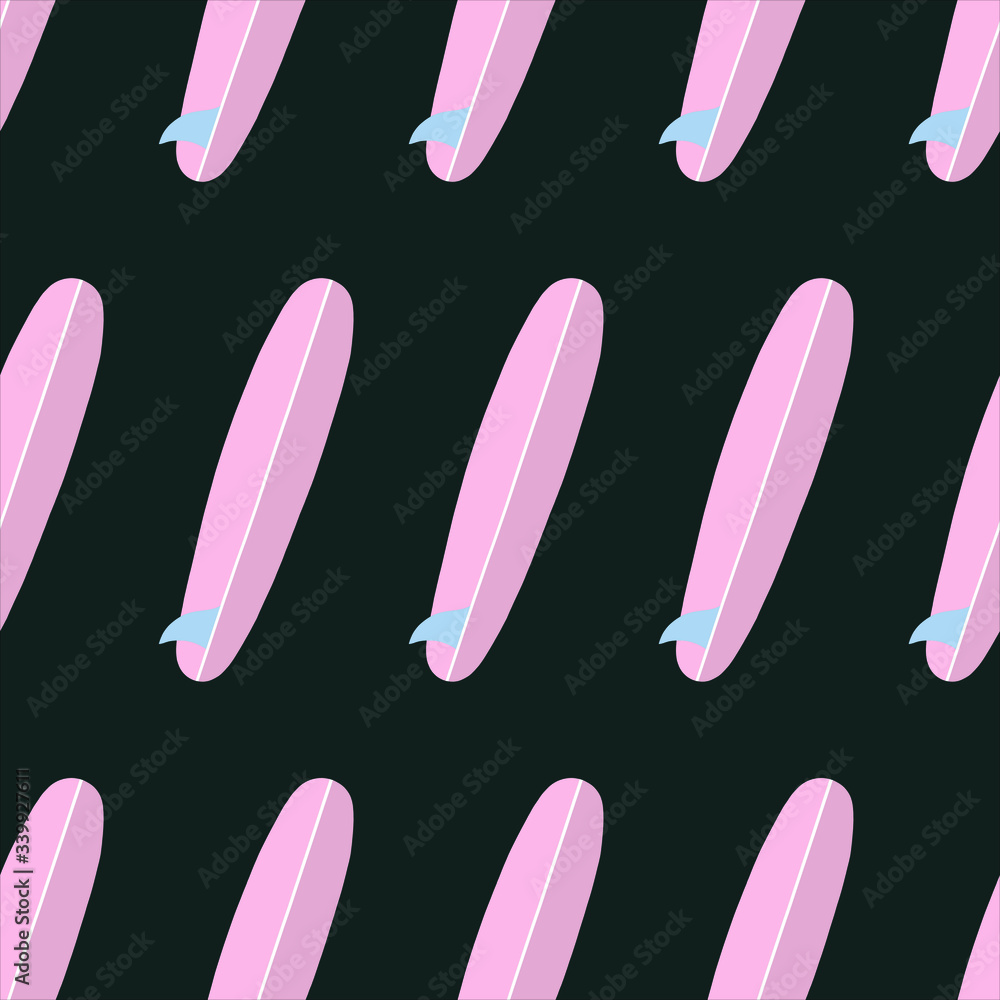 Surfboard minimal pattern - vector simple texture. Sport equipment. Background with summertime holidays symbols. Seamless pattern