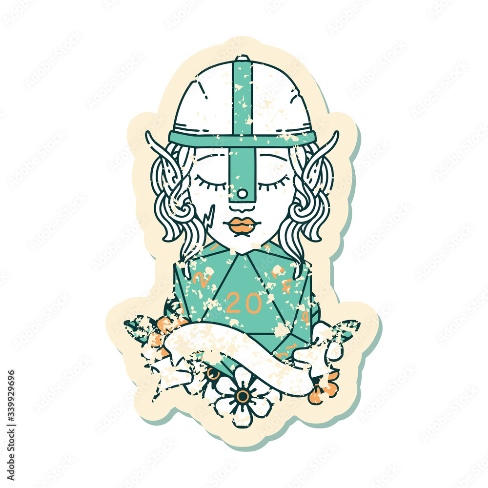 elf fighter with natural twenty dice roll illustration elf fighter with natural twenty dice roll illustration