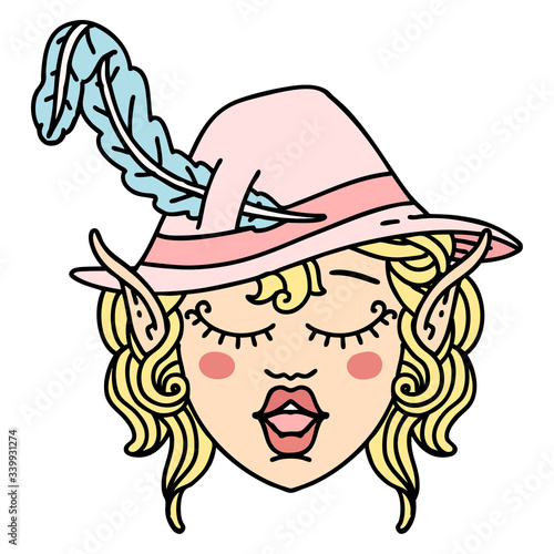 elf bard character face illustration