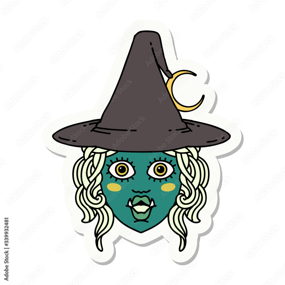 half orc witch character face sticker half orc witch character face sticker