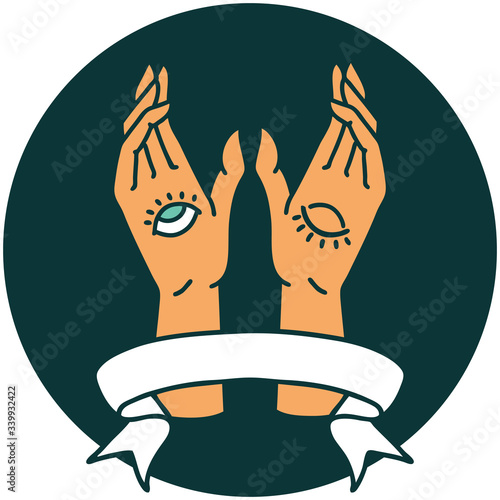icon with banner of mystic hands