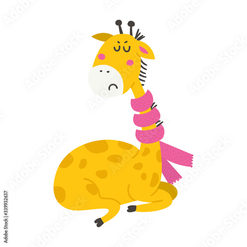 Cute cartoon little giraffe.
