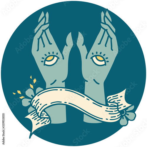 icon with banner of mystic hands
