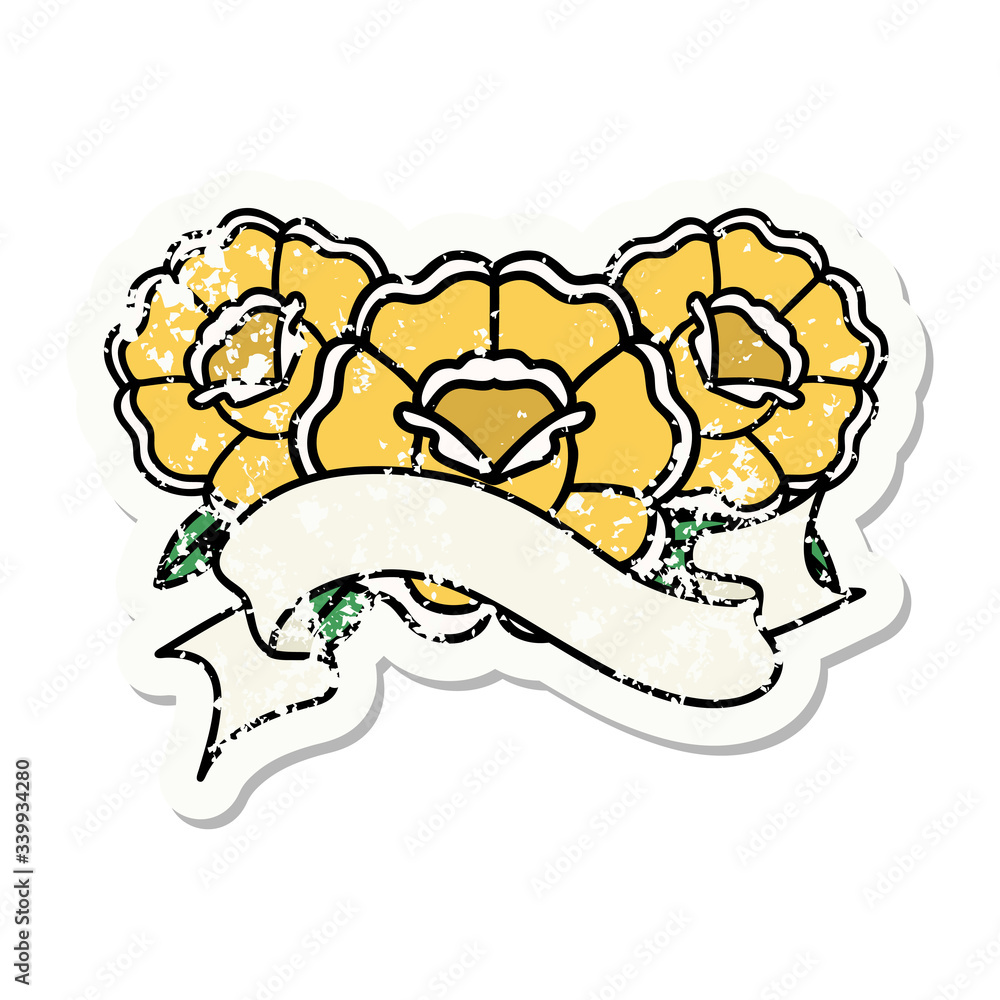 grunge sticker with banner of a bouquet of flowers grunge sticker with banner of a bouquet of flowers