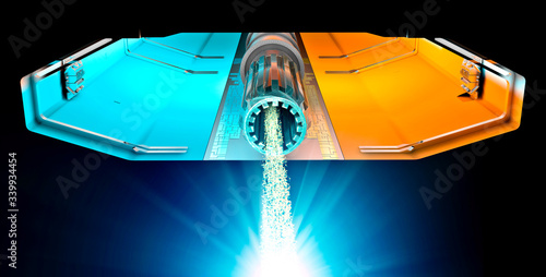 Tableau sur toile Section of a tunnel with a particle accelerator