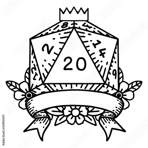 natural 20 critical hit D20 dice roll illustration