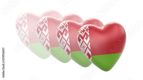 Flag of Belarus in white background. 3D Illustration.