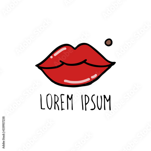 lips and beauty spot doodle icon