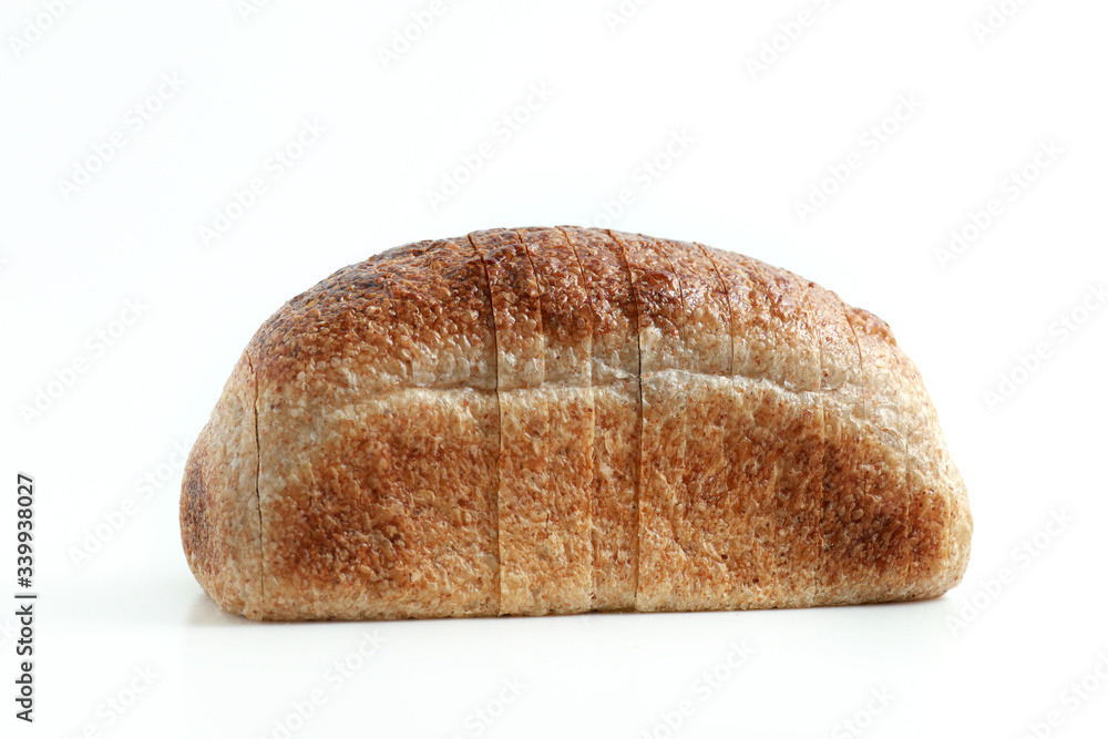 Whole grain sandwich bread slices on white background. Whole grain sandwich bread slices on white background.