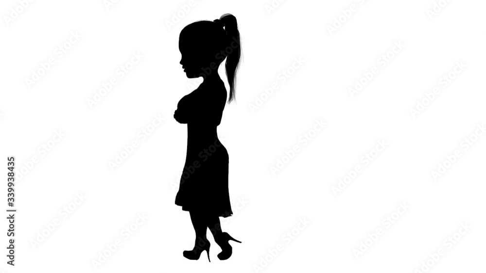 Silhouette of a small talking woman. Alpha channel. Alpha matte. FullHD. Motion Graphics. Computer Animation. Isolated. Loop. Silhouette of a small talking woman. Alpha channel. Alpha matte. FullHD. Motion Graphics. Computer Animation. Isolated. Loop.