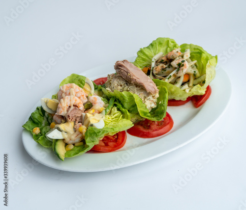 Seafood salad with Tuna, Eggs, Shrimps and octopus