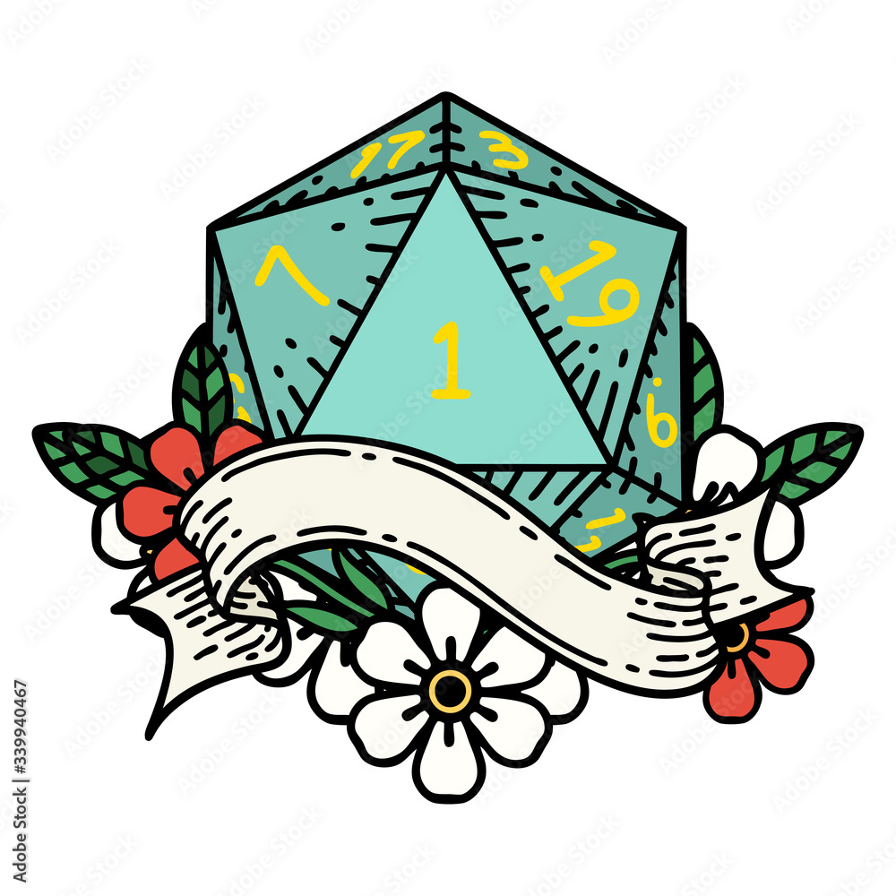 natural one d20 dice roll illustration natural one d20 dice roll illustration