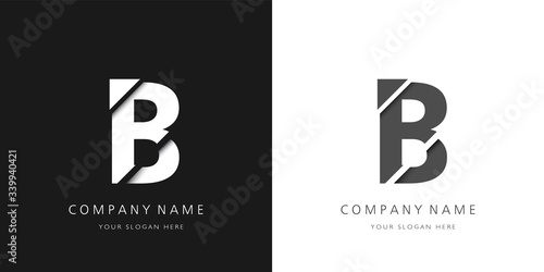 b letter modern logo broken design
