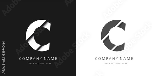 c letter modern logo broken design photo