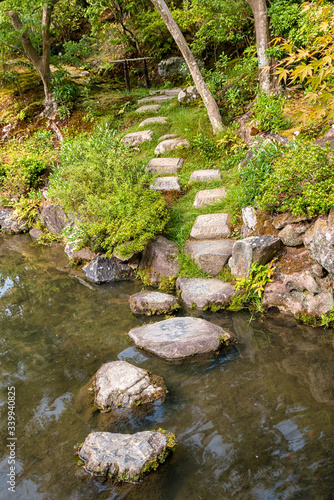 Stepping Stones at Isuien Garden in Nara  Japan