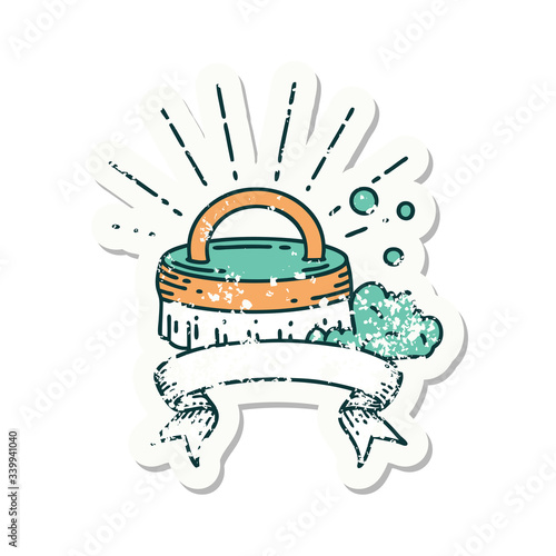 grunge sticker of tattoo style scrubbing brush