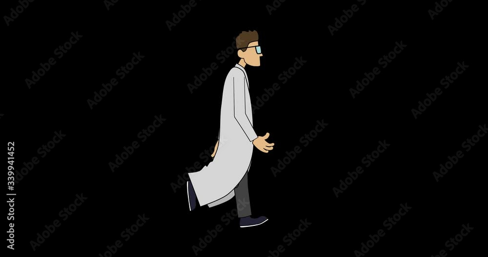 Doctor walk cycle. Loop animation with included alpha channel. Doctor walk cycle. Loop animation with included alpha channel.