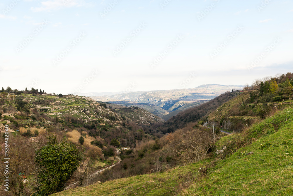 Natural Landscapes from Valley of Anapo in Buscemi, Province of Syracuse, Italy.