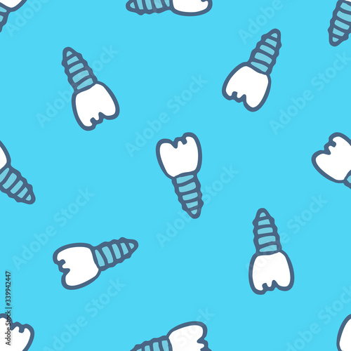 dental implant seamless doodle pattern