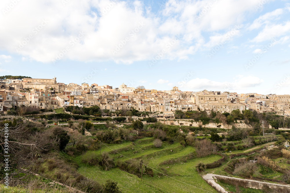 Panoramic Sights of Buscemi, Province of Syracuse, Sicily, Italy.