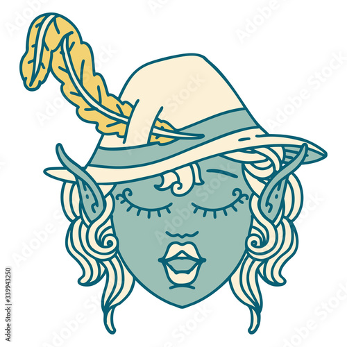 elf bard character face illustration