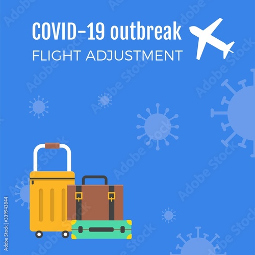 Travel baggage on coronavirus background vector illustration
