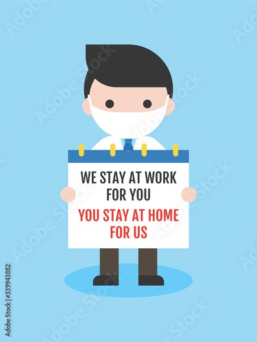 Doctor hold the sign about stay at home