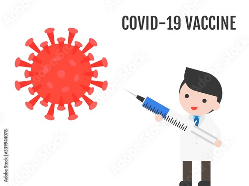 Doctor holding medicine syringe aim to corinavirus