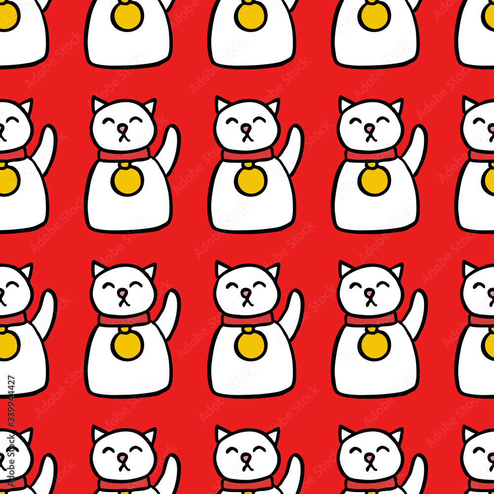 maneki neko seamless doodle pattern maneki neko seamless doodle pattern