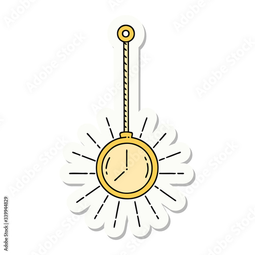 sticker of tattoo style gold pocket watch