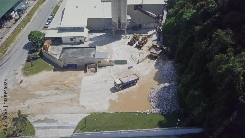Top view of Lorry carrying a load of stones to Quarry - Slide Right Top view of Lorry carrying a load of stones to Quarry - Slide Right