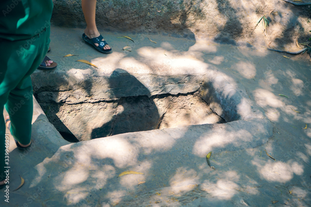Cu Chi tunnel, historic famous place in Vietnam war, army dig