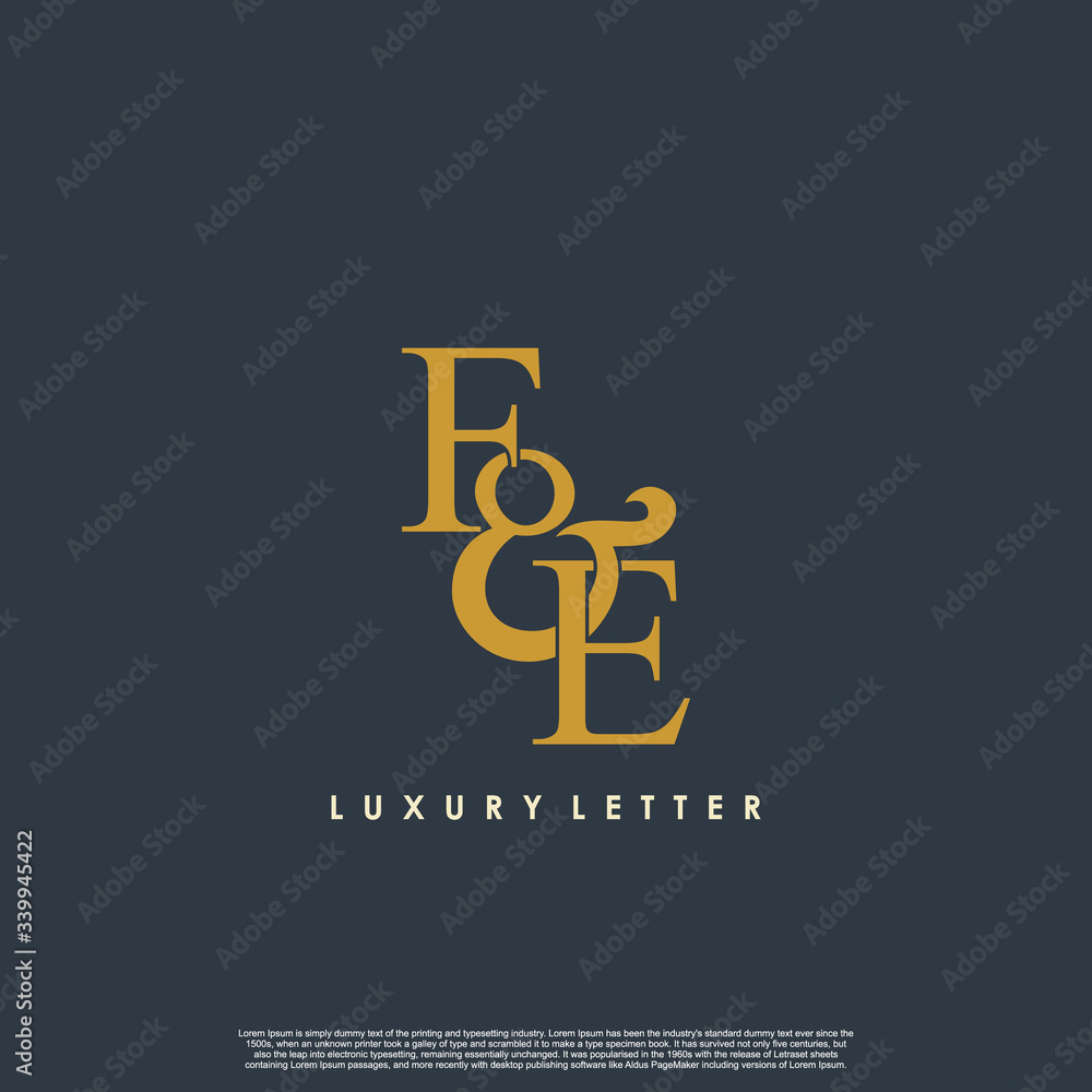 Initial letter F & E FE luxury art vector mark logo, gold color on black background. Initial letter F & E FE luxury art vector mark logo, gold color on black background.