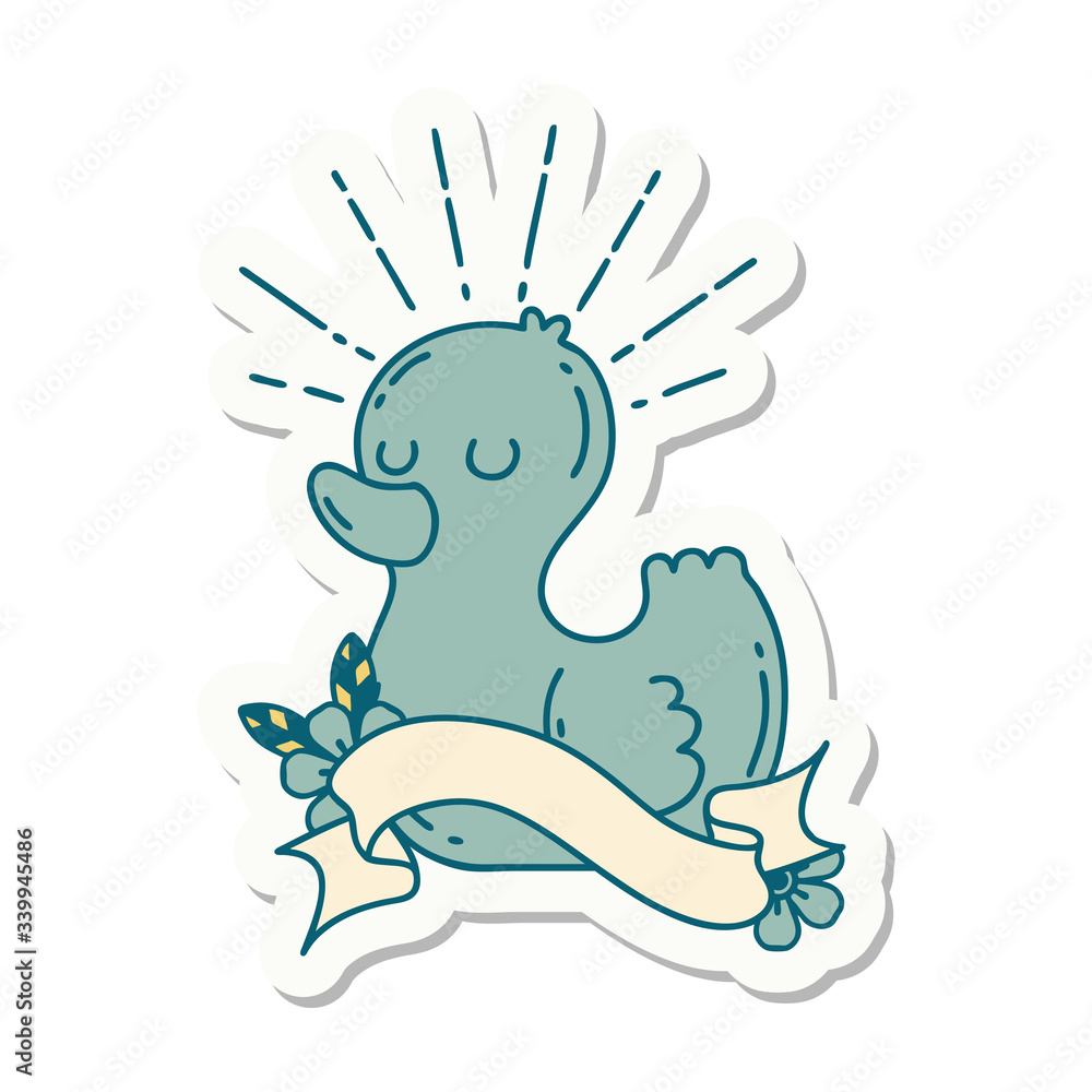 Fototapeta premium sticker of tattoo style rubber duck
