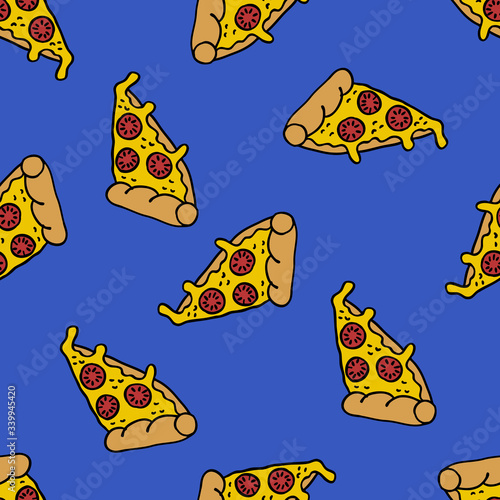 pizza seamless doodle pattern