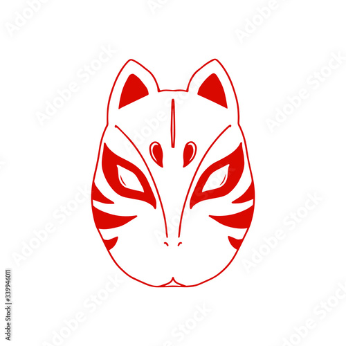 Japanese Kitsune fox and wolf mask. Vector illustration.