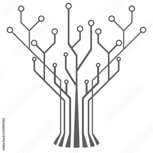 Illustration Circuit tree design on white background.