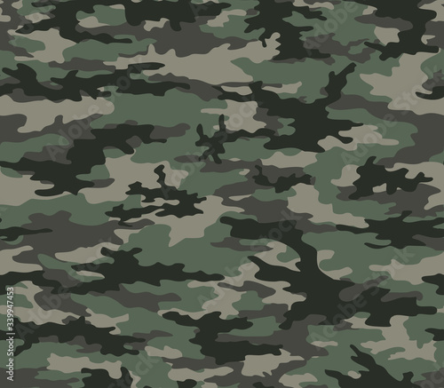  Green army seamless camouflage for textiles. Ornament.