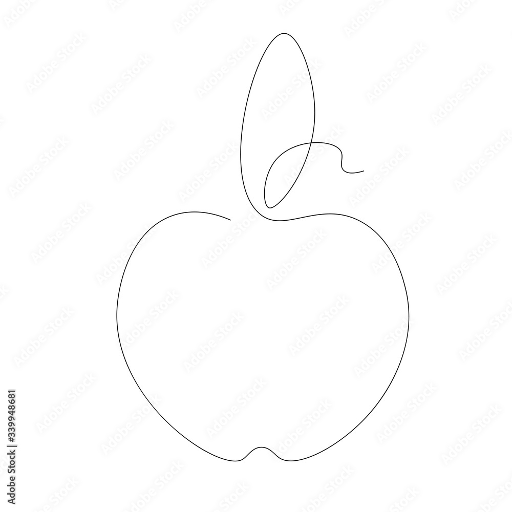 Apple icon vector one line drawing isolated on the white background. Vector illustration Apple icon vector one line drawing isolated on the white background. Vector illustration