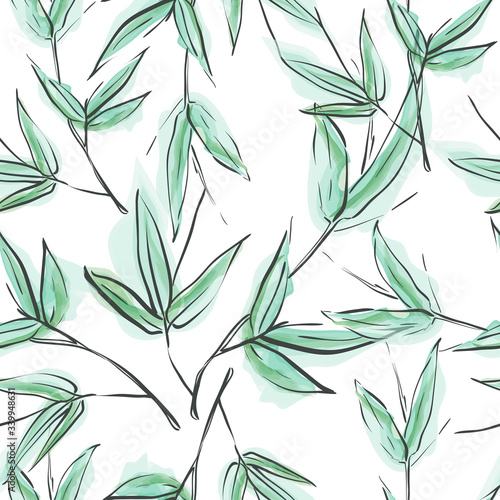 Fototapeta Naklejka Na Ścianę i Meble -  Bamboo. Bmboo seamless pattern. Floral seamless background