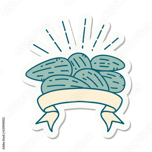 sticker of tattoo style almonds