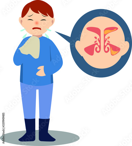 A Man feel sick because of sinusitis illustration