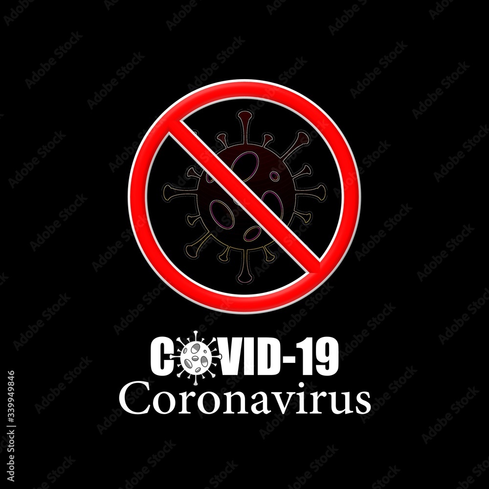 Fototapeta premium Illustration : Covid-19 symbol or icon with black or dark background 
