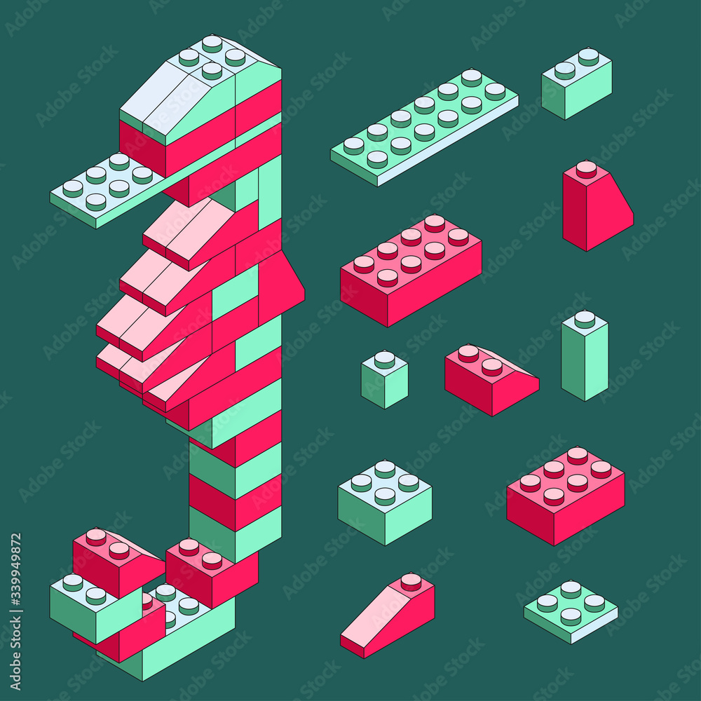 Blocks and elements to create funny figures. Flat design.