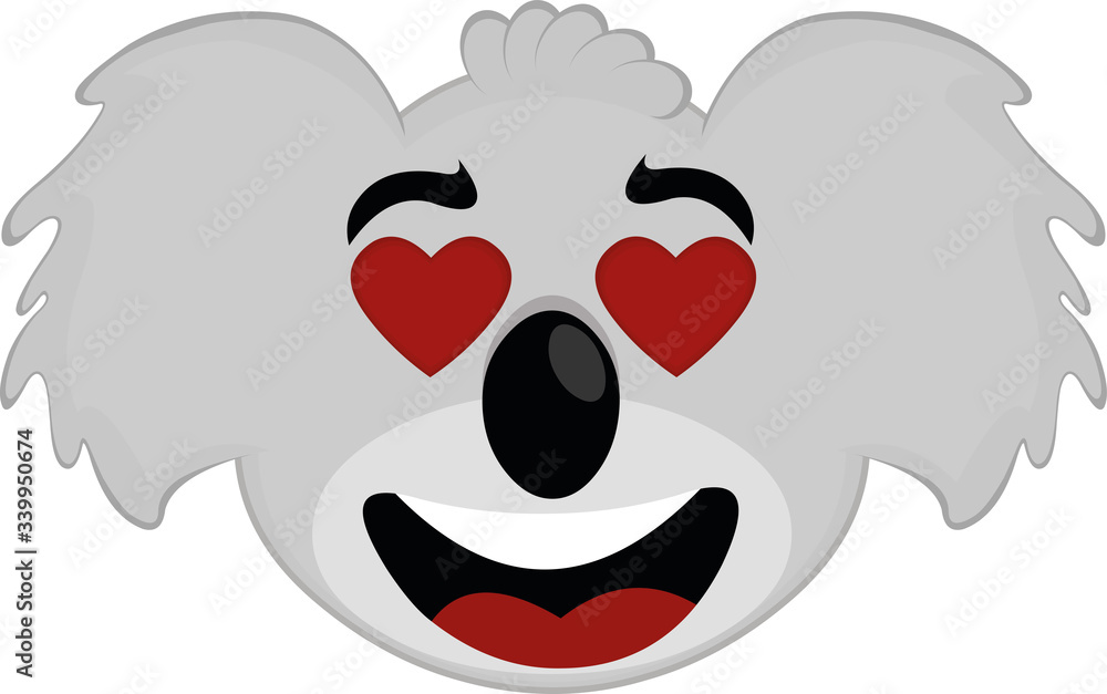 Vector illustration of the face of a cartoon koala in love Vector illustration of the face of a cartoon koala in love
