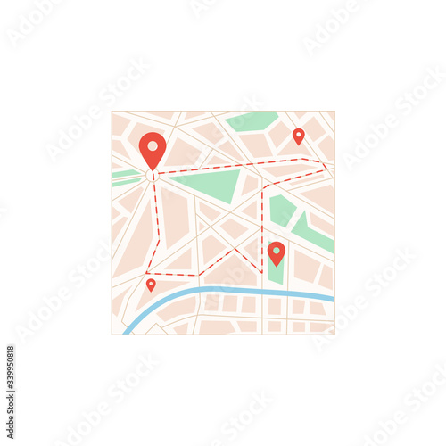 city map with pin point icon