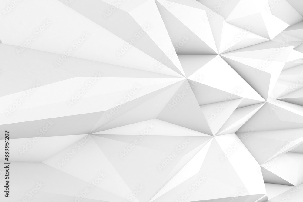 Obraz premium Abstract white triangular pattern. Low-poly 3d art