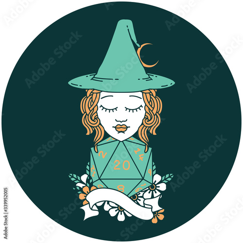 human mage with natural twenty dice roll icon